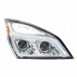 Chrome LED Projection Headlight With LED Position Light For 2018-2024 Freightliner Cascadia - Passenger