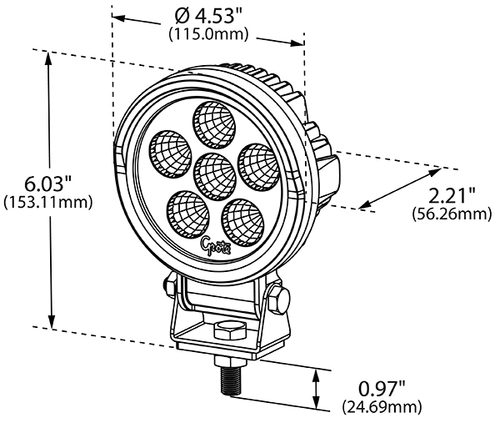 Grote BriteZone® LED Work Lights 1600 Raw Lumens, Round Voltage: 9-32V