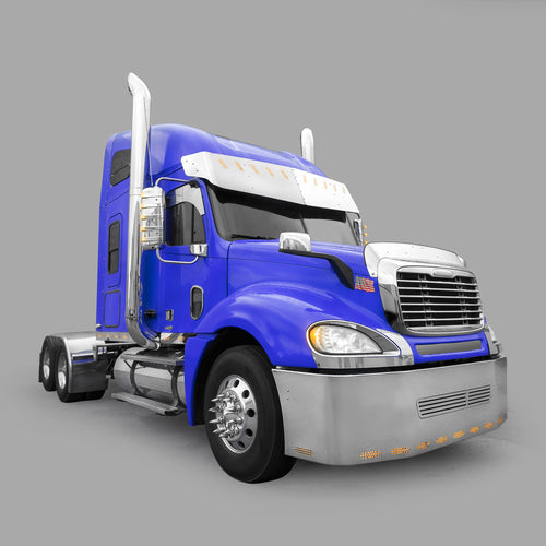3 Hole Side Mount - 16" To 20” S.S 304 V Style Visor With 10 Straight Line Hidden Light Holes, Fits Freightliner Century/Columbia/Coronado