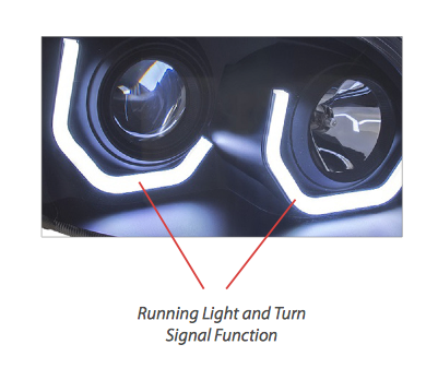 Black Headlight w/ LED Light Bar Fits Freightliner Cascadia