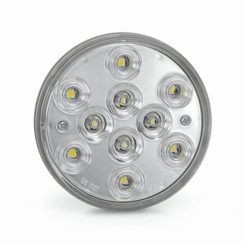 4" Round Dual Color Red/White With Green Strobe Led Light 12/24V