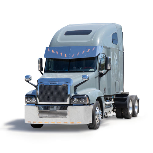 3 Hole Side Mount - 18" To 20” S.S 304 V Style Visor With 10 Hidden Light Holes, Fits Freightliner Century/Columbia/Coronado