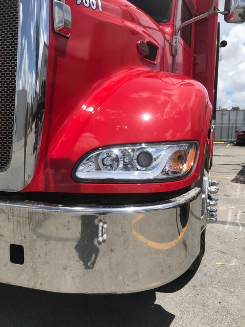 Projection Headlight with Dual Function LED Light Bar fits Peterbilt 325, 330, 335, 337, 340, 348, 382, 384, 386, 387