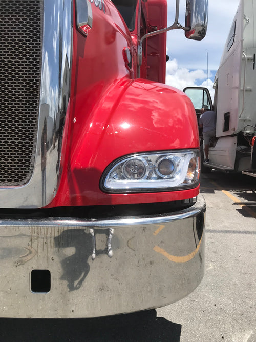 Projection Headlight with Dual Function LED Light Bar fits Peterbilt 325, 330, 335, 337, 340, 348, 382, 384, 386, 387