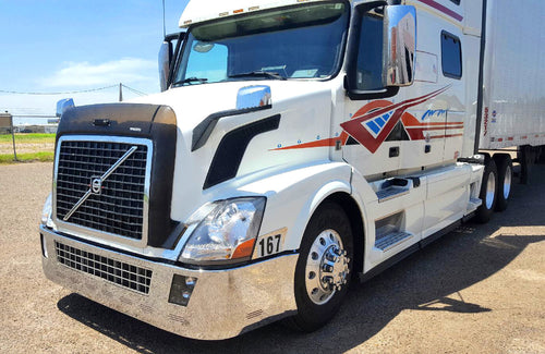 18” Chrome Bumper (Volvo VNL 2003-2017) Aero, W/ Grille Installed, Fog & 10 Hidden Light Holes