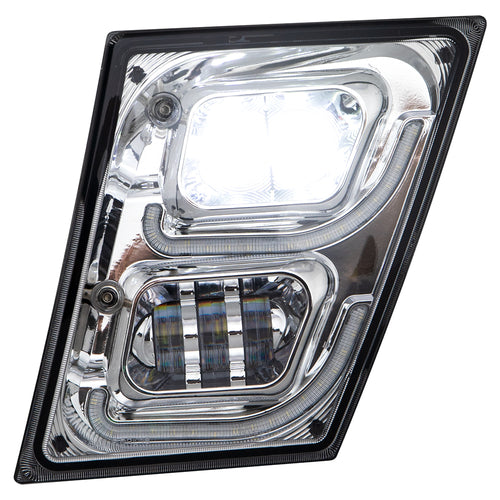 Chrome High Power LED Fog Light for 2003 - 2017 fits Volvo VN/VNL - DRIVER