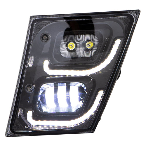 Black High Power LED Fog Light for 2003 - 2017 fits Volvo VN/VNL Driver Side