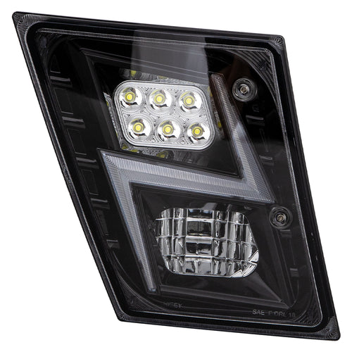 Black High Power LED Fog Light for 2003 - 2017 fits Volvo VN/VNL Passenger Side