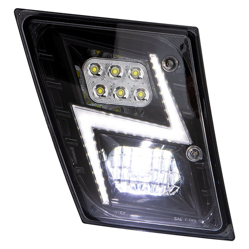 Black High Power LED Fog Light for 2003 - 2017 fits Volvo VN/VNL Passenger Side