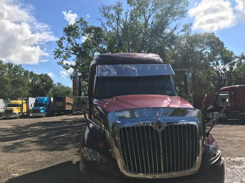 16" - 14.5" Visor Fits International Prostar V-Style High Rise Sleeper With 8 Hidden Light Hole S.Steel