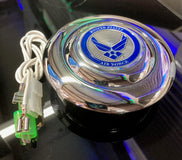 Chrome Aluminum Steering Wheel Horn Button With Metal Medallion, US Air Force