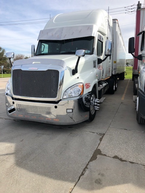 18 1/2” Visor Fits Freightliner Cascadia (2007 & Newer) Cascadia Body Style (2018 & Newer) V-Style Stainless Steel 8 Hidden Light Style ( V)