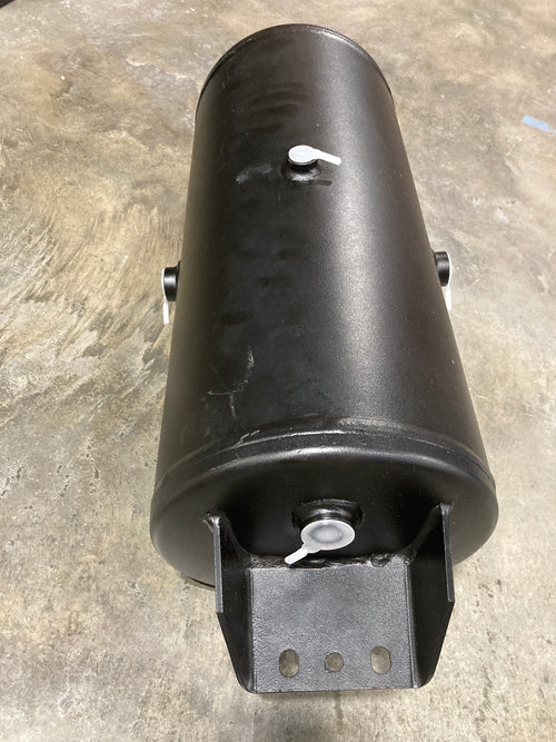 Tramec Black Coated Steel Air Tank 1488 27.5" X 9.5" Trailer Air Tank (Front Ports 3/4"= 1 ) (Back Ports 3/4") (Bottom Drain Port 1/4") ( Side Drain Ports 3/8" = 2)