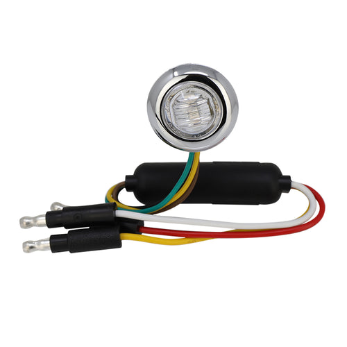 Led 3/4” Amber Clear/Blue Grommet & Chrome Bezel Cover Dual Color