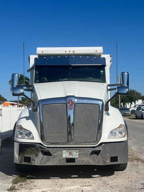 12-1/2" X 10-1/2" S.S Visor With 10- 3/4" Light Holes, Fits Peterbilt 579/567 and Kenworth T680/T880/W990 Day Cab