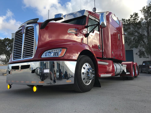 Red Kenworth truck top panel in chrome