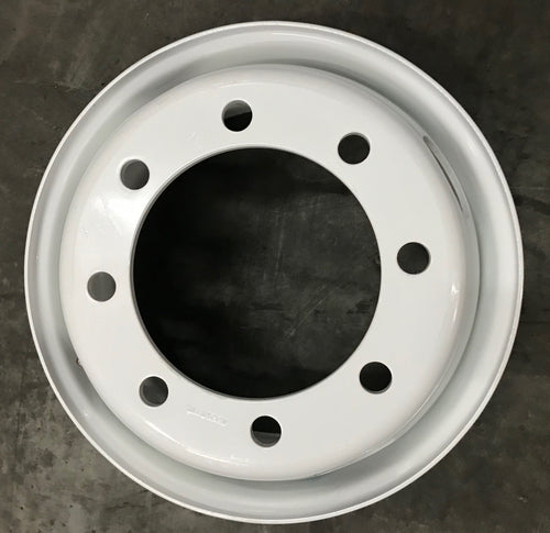 Steel Wheel Rim - White -  17.5" x 6.75" - 8 Holes -  4 Hand Holes - All position Fits Tire Size 215,235,245