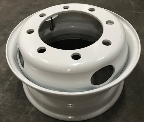 Steel Wheel Rim - White -  17.5" x 6.75" - 8 Holes -  4 Hand Holes - All position Fits Tire Size 215,235,245