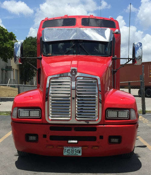 12-1/2” Reduced 7-3/4” Visor Fits Kenworth T600, T660, T800, W900 Curved Windshield Bowtie 6 Hidden Light Holes