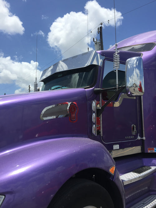 12-1/2” Reduced 7-3/4” Visor Fits Kenworth T600, T660, T800, W900 Curved Windshield Bowtie 6 Hidden Light Holes