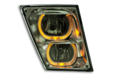 Fog Lamp fits Volvo VN / VNL 03+ with Amber/White LED Light Bar and Chrome Reflector