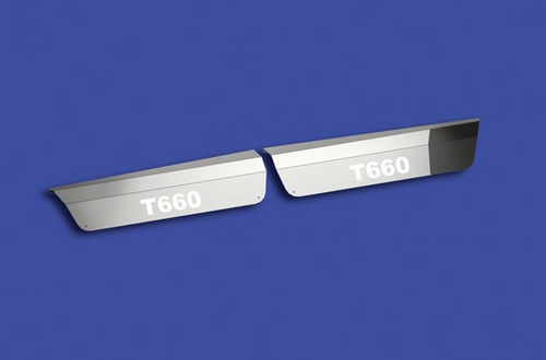 Stainless Steel 304 Front Upper Step Kick Panel With Logo fits Kenworth T660 2007+ (Sold in Pairs)