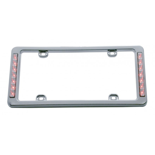 14 Led Chrome License Frame - Red Led/Clear Lens