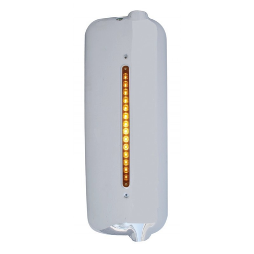 Mirror Cover With 14 LED 12" Light Bar For 2005 & Older Freightliner (Passenger) - Amber LED/Amber Lens