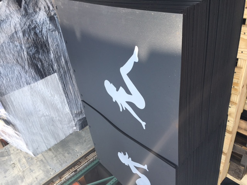 Mud Flap 24" X 30" 3/16" Poly Flap  Silver Girl Left Side  (Each)