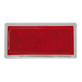 Rectangular Stick-On Red Reflector W/ Chrome Trim