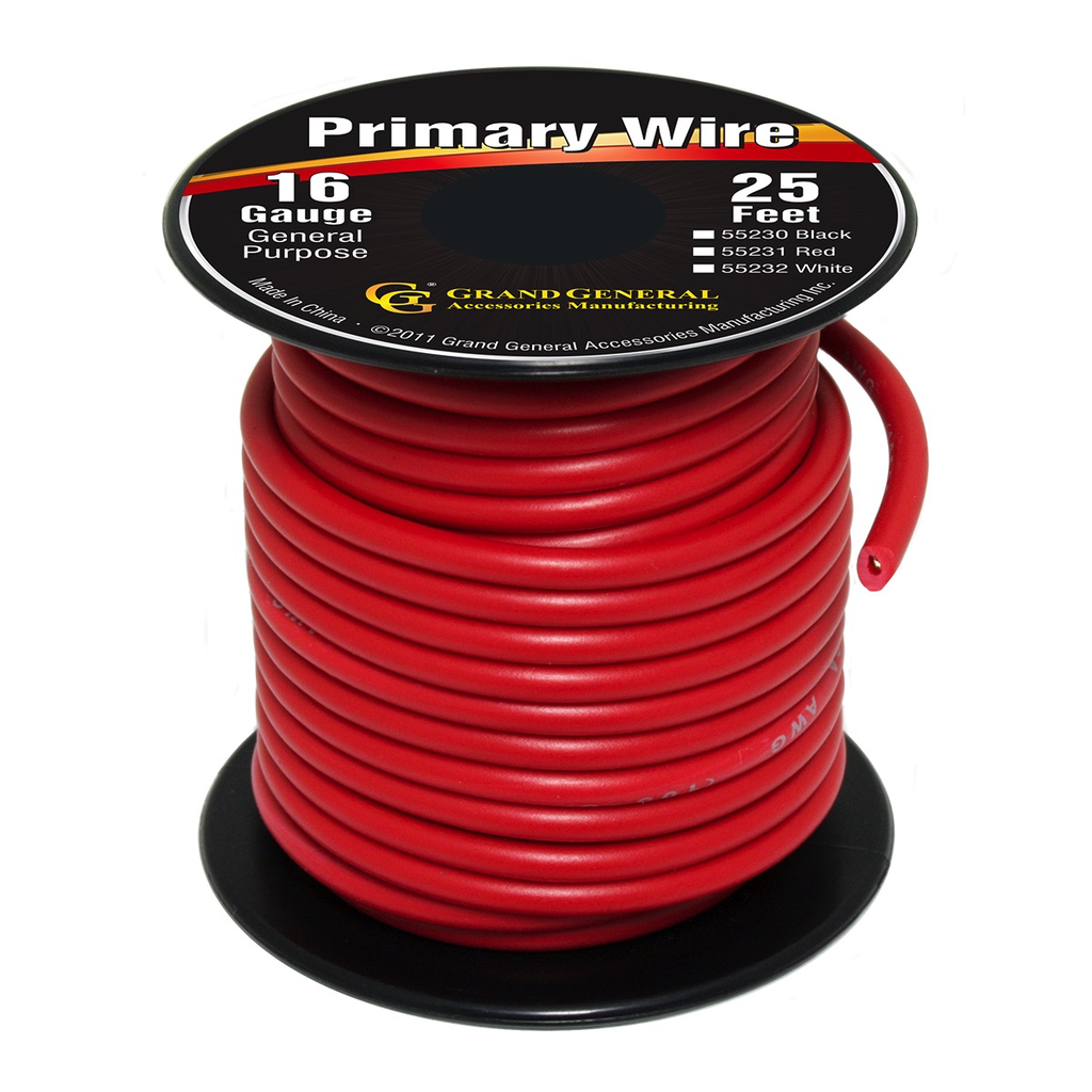 16 Gauge GXL Automotive Wire – 25 Feet Of Red/White High Temp Primary Wire For Cars/Trucks