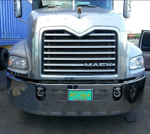 18” Chrome Bumper (Mack Vision CXN613 2005 & Newer) Wrap Around, W/ Bolt Holes, Tow & 8 Hidden Light Holes, 7 Gauge