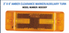 Amber Clearance Marker/Auxiliary Turn 2" X 6"
