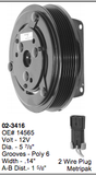 A/C Clutch CCI Clutch, Poly 6, 12V 2W