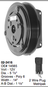 A/C Clutch CCI Clutch, Poly 6, 12V 2W