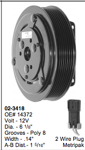 A/C Clutch 8 Groove 2 Wire Metripack
