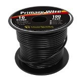 Black 16 Gauge Primary Wire  100 Ft Roll W/Spool