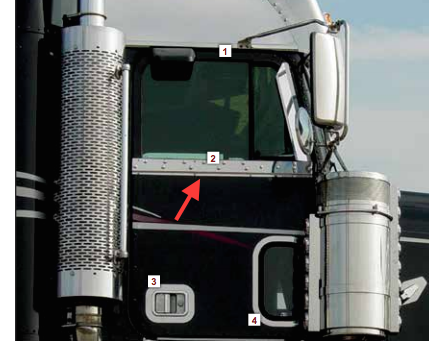 Window Trims (For Door Mounted Mirros) fits Freightliner Classic/FLD Under