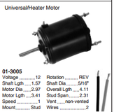 Blower Mtr, single, rev, 12v