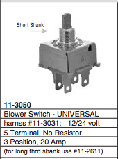 ROTARY Blower Switch Universal ,Sleeper Century