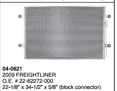 A/C Condenser fits Freightliner Cascadia, Columbia,Century, Classic, Coronado,FLD120,M2-106, M2 -112, Sterling A9500,L7500 and Western Star