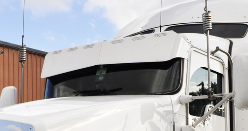 12-1/2” Reduced 7-3/4” Visor Fits Kenworth T600, T660, T800, W900 Curved Windshield Bowtie 6 Hidden Light Holes