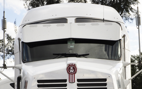 12-1/2” Reduced 7-3/4” Visor Fits Kenworth T600, T660, T800, W900 Curved Windshield Bowtie 6 Hidden Light Holes