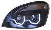 Black Headlight w/ LED Light Bar Fits Freightliner Cascadia Driver Side