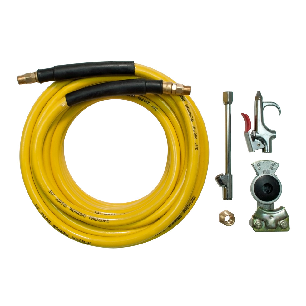 50 Ft Truck Tire Inflator Kit - 3/8" Hybrid Air Hose With Glad Hand & Chuck