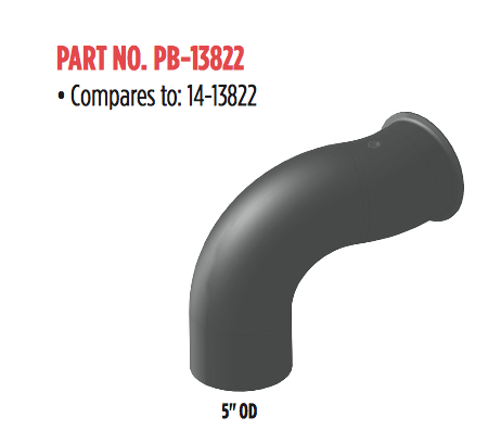 5" Aluminized Turbo Pipe Bend W/ Pyro Fits Peterbilt