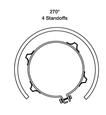 5” Mounting Bracket For 180 Degree Heat Shield With 3 Standoffs Chrome Plated