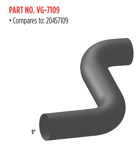 5” Aluminized Mid Pipe With 2 Bends fits Volvo