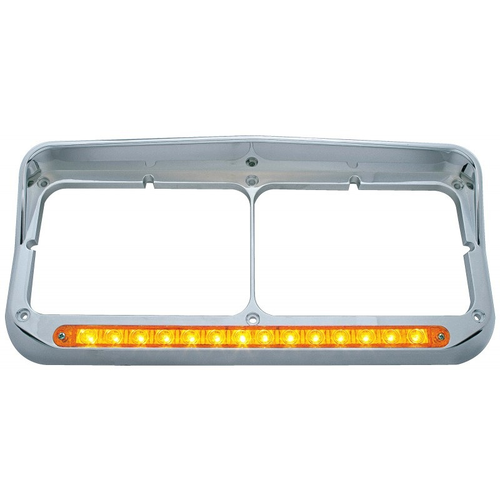 14 Led Dual Headlight Bezel W/ Visor - Amber Led/Amber Lens