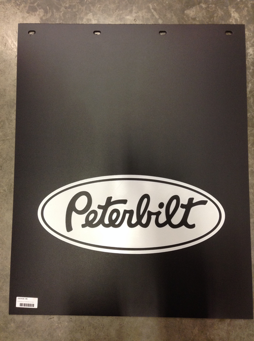Mud Flap 24” X 30”, 3/16'', Polypro,  Black W/ White Logo fits Peterbilt